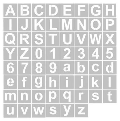 62tlg Schablonen Set Buchstaben & Zahlen - 5 Zoll PET