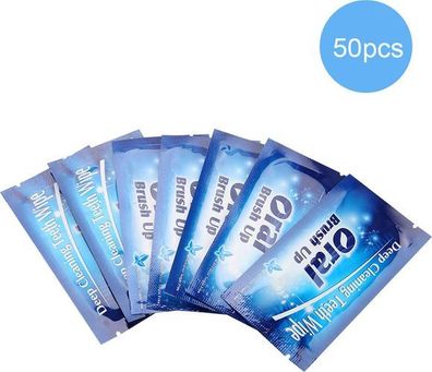 50x Zahnreinigungstücher Minze - Wischtuch für unterwegs