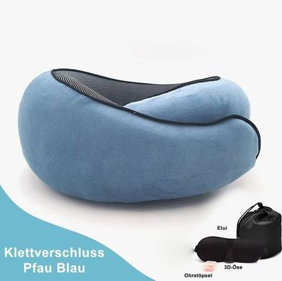 Nackenkissen Set Pfauenblau - Reise Kinnstütze Memory