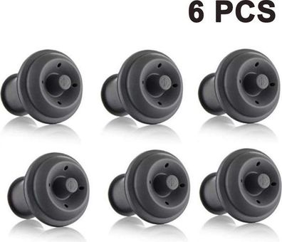 6x Vakuumstopfen Gummi Schwarz - Weinstopper für Vakuumpumpe