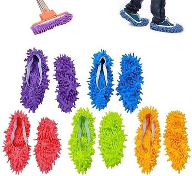 5 Paar Mop Slippers Mikrofaser - waschbare Putzschuhe