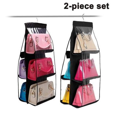 2x Handtaschen Organizer hängend 6 Fächer - Taschenhalter