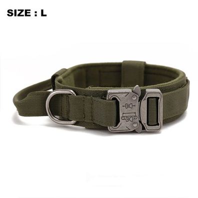 Hundehalsband Nylon Militärfarbe Gr. L - mit Griff robust