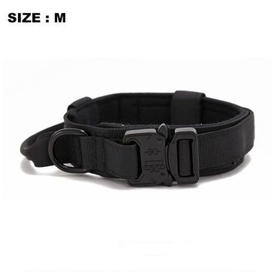 Hundehalsband Nylon Schwarz Gr. M - mit Griff robust
