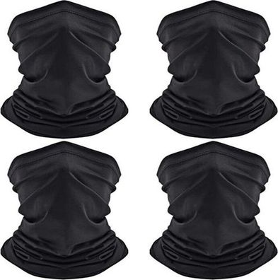 4x Multifunktionstuch Schwarz - Schlauchschal Bandana Sport