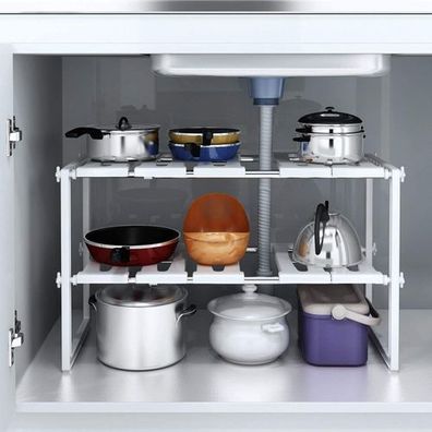Ausziehbares Spülenregal Edelstahl - verstellbar 39-66cm