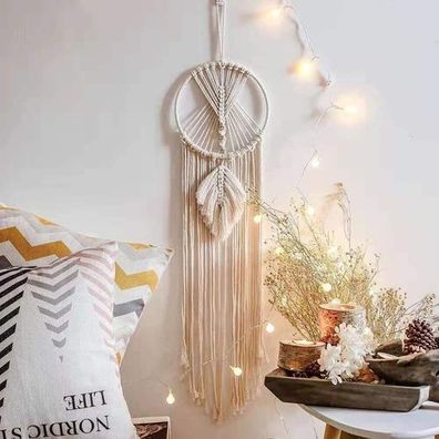 Traumfänger groß Boho Makramee Beige - Wandbehang Baumwolle