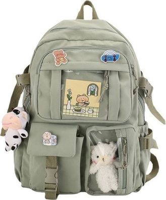 Kawaii Rucksack Grün 41x29x13cm - Schultasche mit Anhänger