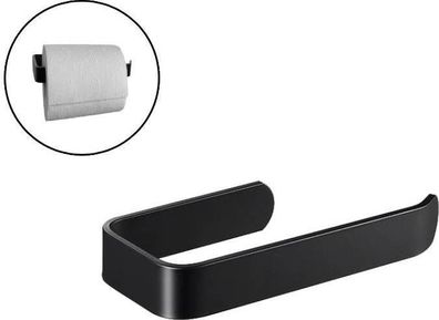 Toilettenpapierhalter Schwarz eckig - ohne Bohren WC Halter