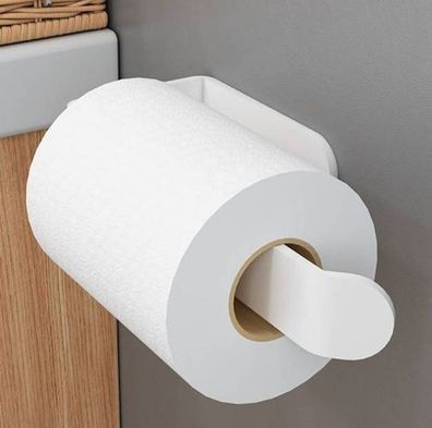 Toilettenpapierhalter Weiß eckig - ohne Bohren WC Halter