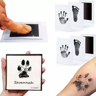 Pfotenabdruck Set 6tlg Hund Katze Baby - Hand-Fußabdruck