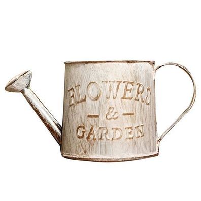 Gießkanne Eisen Vintage Weiß - Garten Bonsai Wasserkocher graviert