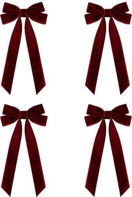 4x Weihnachts-Samtband Weinrot - Schleifen für Geschenke Deko