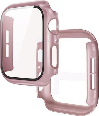 Bizon Schutzhülle mit Glas Satin Rosa - für Apple Watch 44mm
