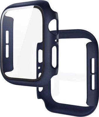 Bizon Schutzhülle mit Glas Mattes Dunkelblau - für Apple Watch 44mm