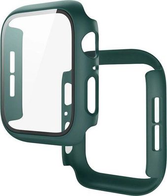 Bizon Schutzhülle mit Glas Mattes Dunkelgrün - für Apple Watch 44mm