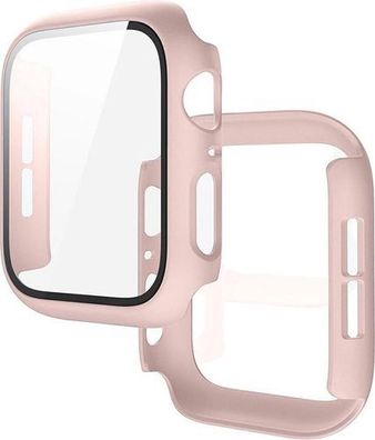 Bizon Schutzhülle mit Glas Mattes Rosa - für Apple Watch 44mm