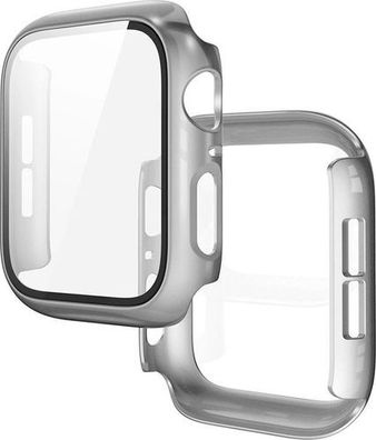 Bizon Schutzhülle mit Glas Mattes Silbern - für Apple Watch 44mm