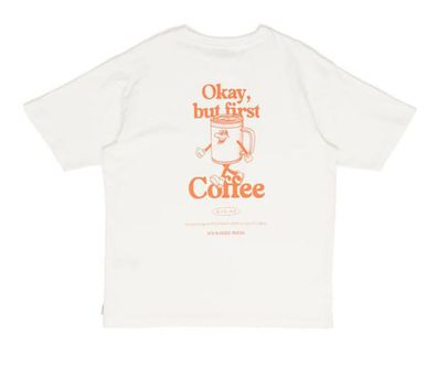 MAZINE T-Shirt Back Print Theme offwhite/coffee print - Größe: S