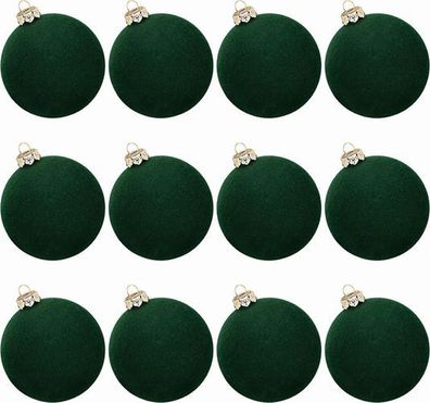 12x Weihnachtskugeln Samt 6,1cm - bruchsicher beflockt
