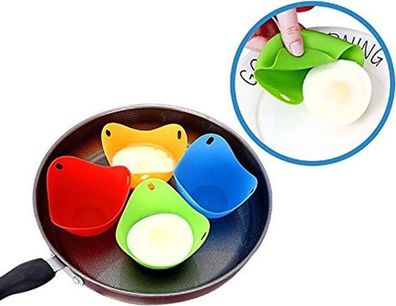 4x Eierpochierbecher Silikon bunt - antihaftbeschichtet
