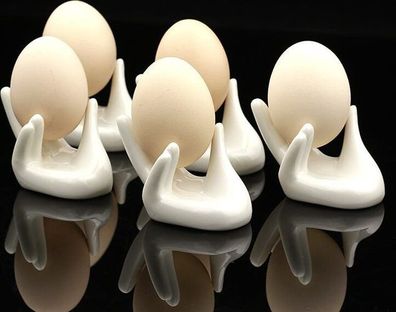2x Eierbecher Keramik Weiß Handform - NewLOOK Design