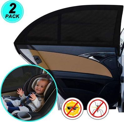 2x Auto Sonnenschutz Netz Seitenfenster - schützt Kinder Haustiere