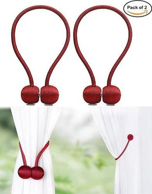 2x Vorhang Raffhalter Magnetisch Rot - Vorhangclips Seil