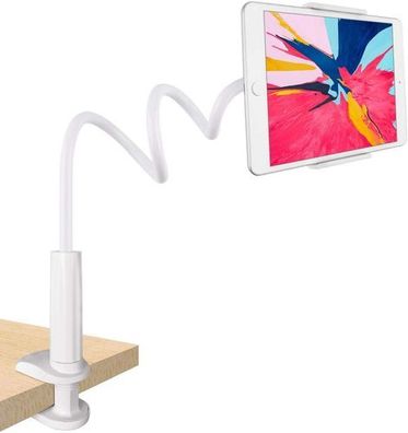Schwanenhals Tablet Halterung Weiß 76cm - für Bett flexibel