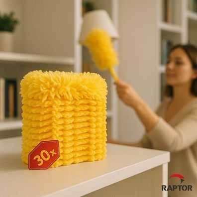 30x Ersatztücher für Swiffer Staubmagnet Gelb - inkl. Griff