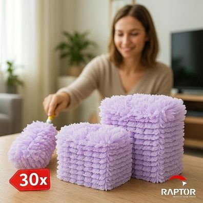 30x Ersatztücher für Swiffer Staubmagnet Lila - inkl. Griff
