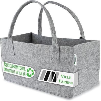 Filztasche Hellgrau 50x25x25cm - Kaminholzkorb Zeitungsständer