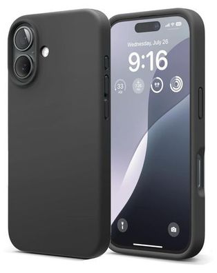 Silikon Hülle iPhone 16 Schwarz matt - Handy Schutzcover