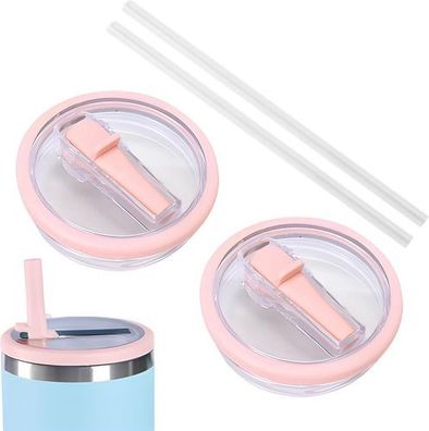 2x Stanley Cup Deckel Pink 40oz - auslaufsicher mit Strohhalmen
