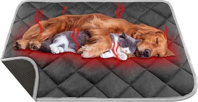 Selbstheizende Wärmematte Hund 90x60cm Grau - waschbar wasserdicht