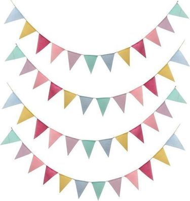 4x Wimpelkette Girlande bunt - Outdoor Deko Hochzeit Party