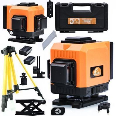 Rosfix Set Laser-Wasserwaage ROT12L – 12 Linien, IP54, Stativ 43–120 cm