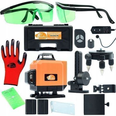 Rosfix Set Kreuzlinienlaser ROT12L – 12 Linien Grün | IP54, 25?m, 2x Akku
