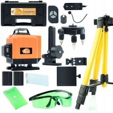 Rosfix Set Laser-Wasserwaage ROT12L – 12 Linien, IP54 | Stativ 43–120 cm