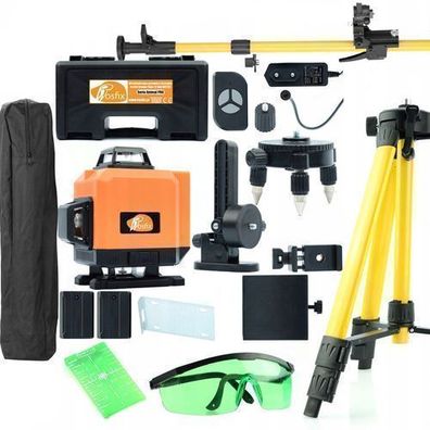 Rosfix Set Laser-Wasserwaage ROT16L – 16 Linien | Stativ 120cm, 350cm Stange