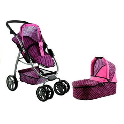 LeanToys Puppenwagen Alice 2in1 Kombi Kinderwagen mit Babywanne und Buggyfunktion