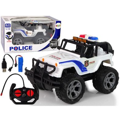 LeanToys Ferngesteuerter Polizei Jeep 1:14 mit Lichteffekten