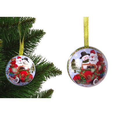 LeanToys Weihnachtskugel aus Metall, Christbaumschmuck Nikolaus mit Schneemann, Grün
