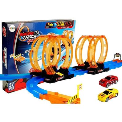 LeanToys Rennbahn für Spielzeugautos mit Loopings