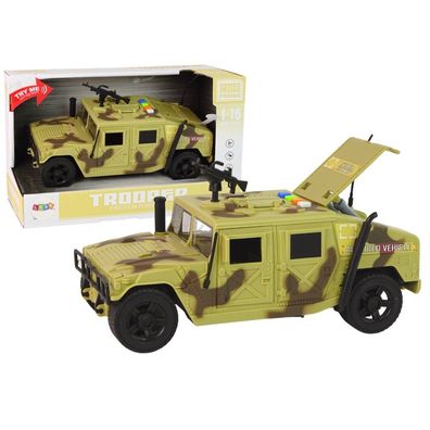 LeanToys Militärfahrzeug mit Friktionsantrieb in hellem Tarnmuster