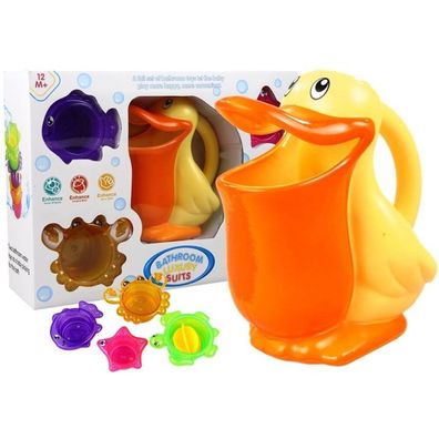 LeanToys Badespielzeug Pelikan mit Tierförmchen für Kinder