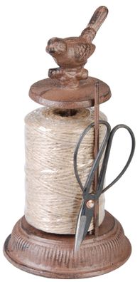 Esschert Design Abroller Schnurhalter Pflanzschnur Juteschnur Spule Schere Guss