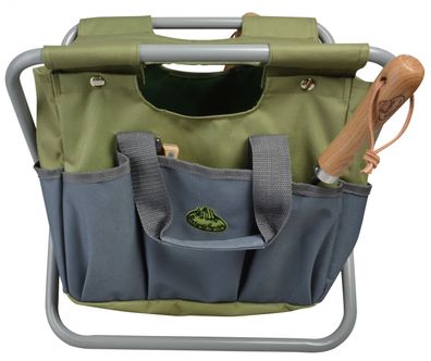 Esschert Design Gartengeräte Gartenstuhl Stuhl Garten Werkzeugstuhl grau / grün