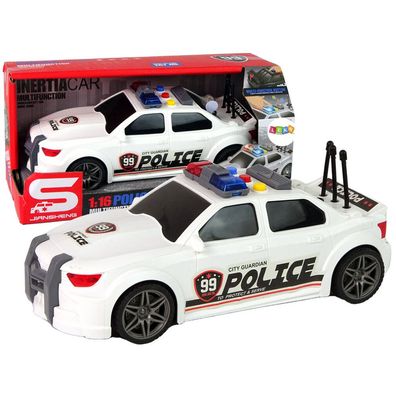 LeanToys Sportwagen Polizei 1:16 Weiß mit Sound