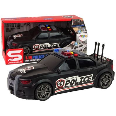 LeanToys Polizeisportwagen 1:16 Schwarz mit Sound